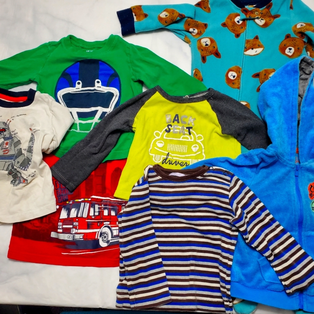 Lot Of 6 Baby Boy Longsleeve T-Shirts And Zip Up Size: 18 Months